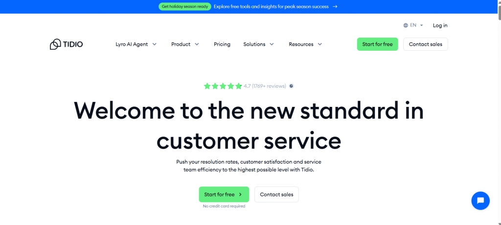 Tidio dashboard