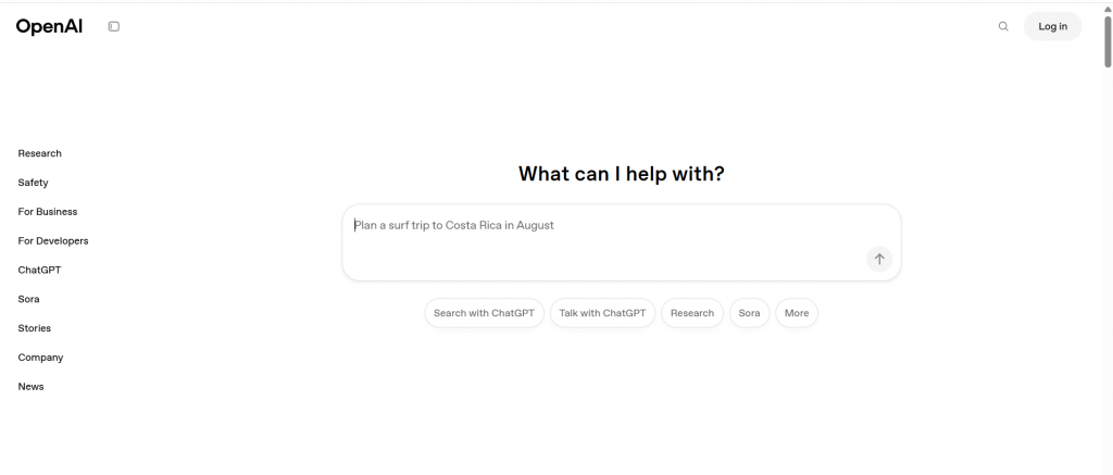 ChatGPT dashboard